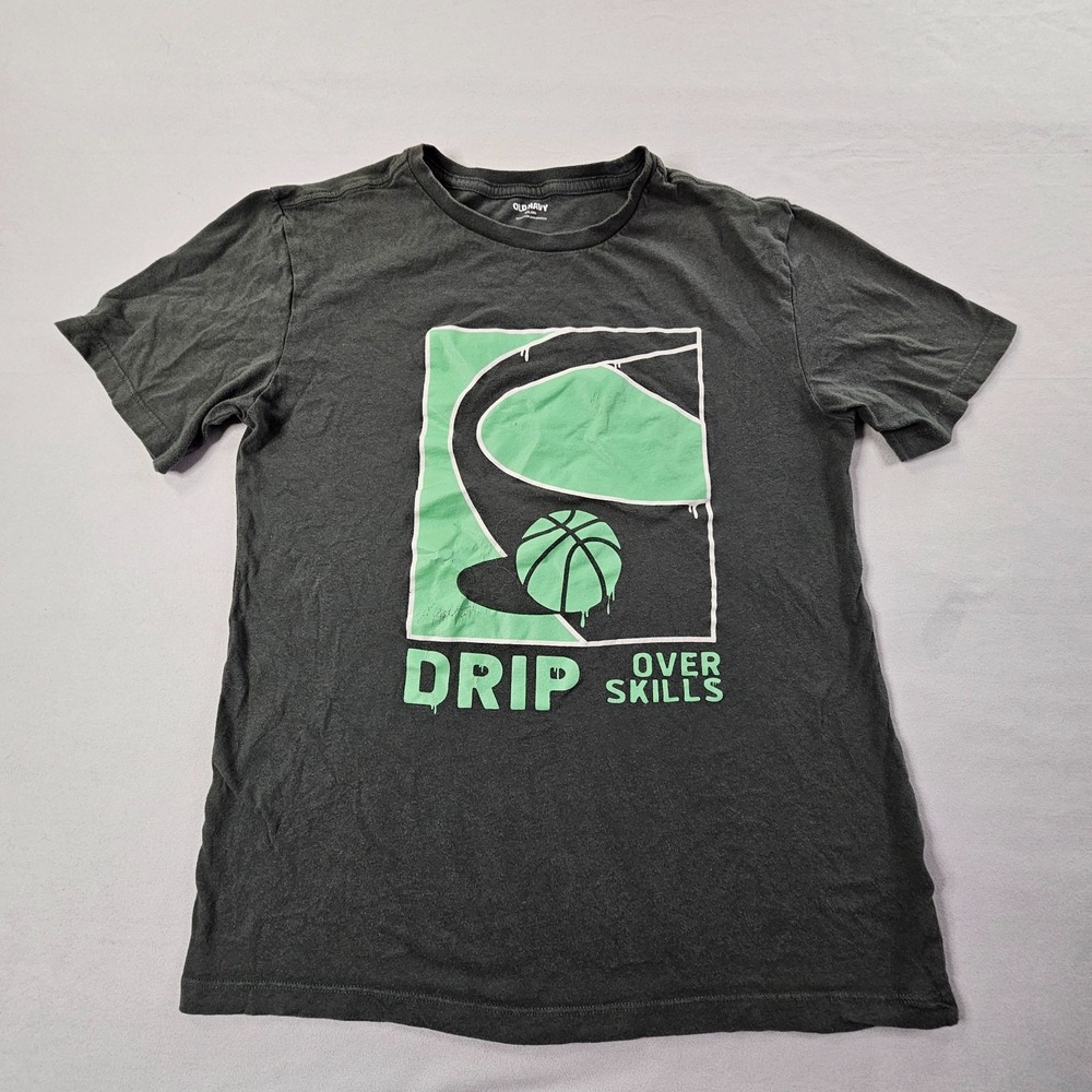 Drip Over Skills Basketball Gray Short Sleeve Cotton T-Shirt Youth 2XL